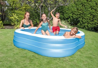 Large Paddling Pool Rectangular Inflatable Family Swimming Kids Fun Garden Patio 